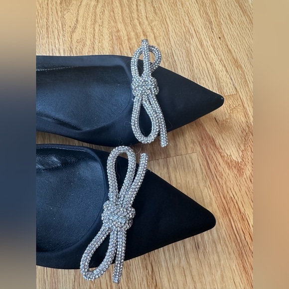 Steve Madden Black Elina Satin Bow Embellished Ballet Flats Flats - Picture 5 of 7